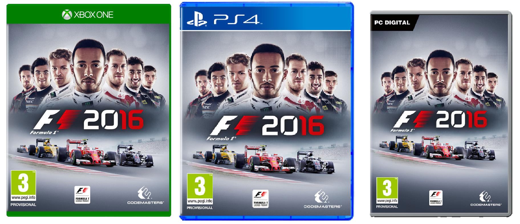 F1 2016 box art PS4 Xbox One PC