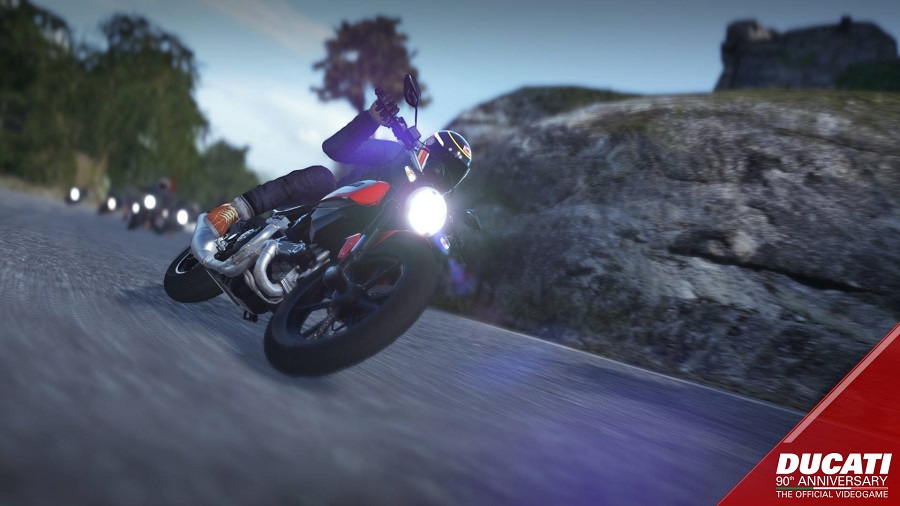 Ducati 90th Anniversary The Official Videogame leaning into turn