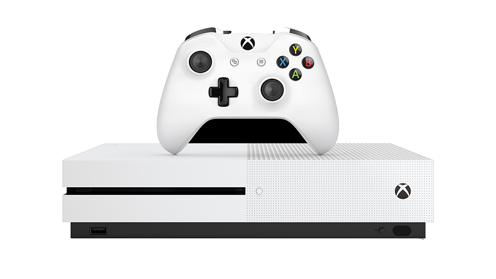 Xbox One S console and controller front view