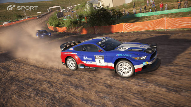 GT Sport Gamescom screenshot rally racing Ford Mustang dirt fisherman's ranch