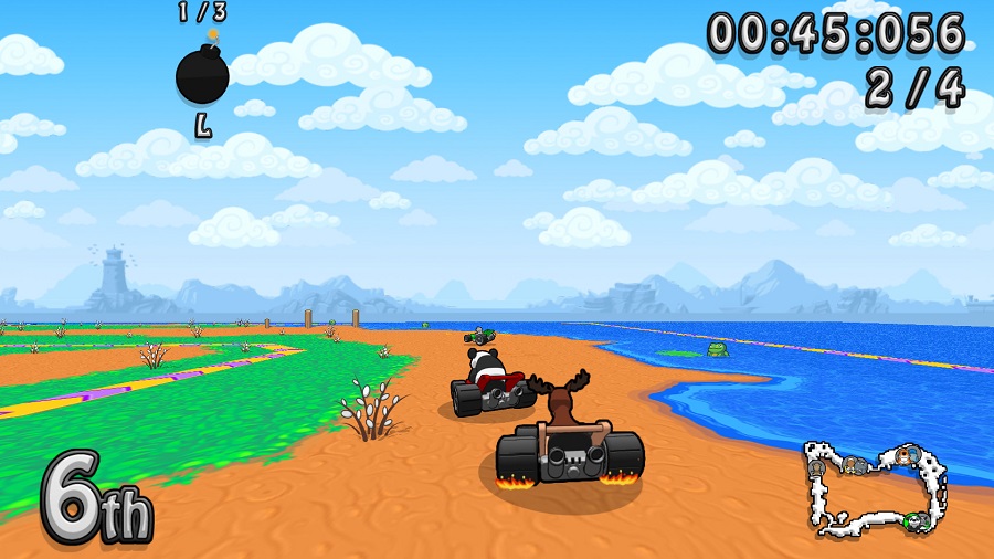 Wacky Wheels HD remaster kart racing beach water level track