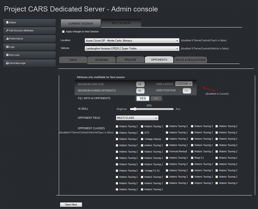 project cars 2 dedicated server options multi-class settings