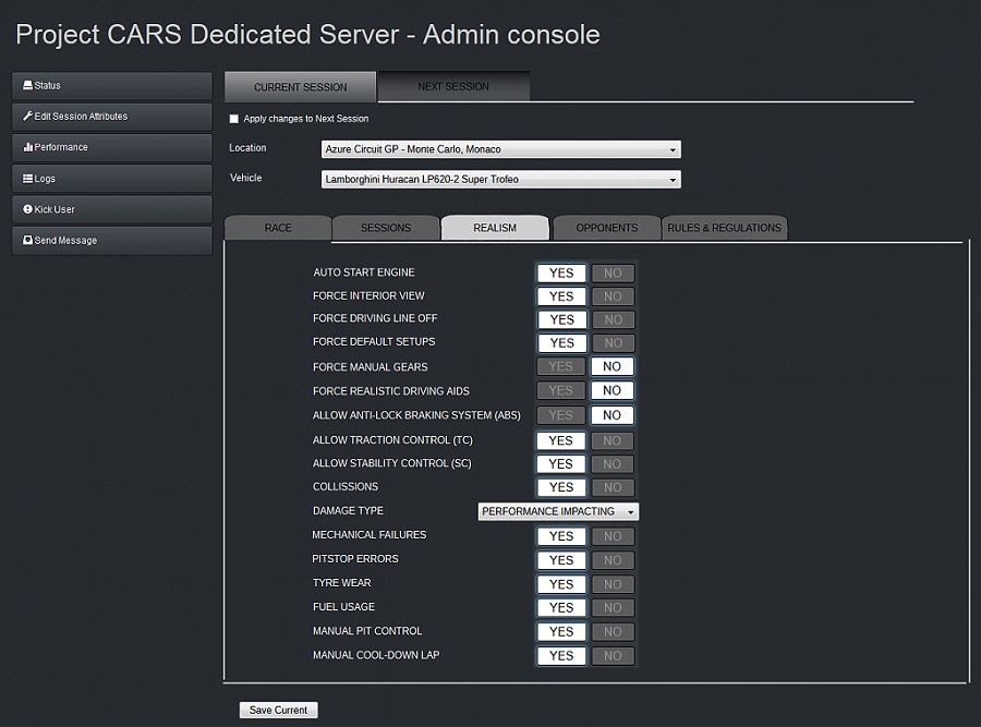 project cars 2 dedicated server options realism settings