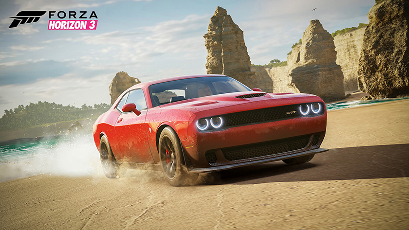 Forza Horizon 3 Dodge Challenger SRT beach