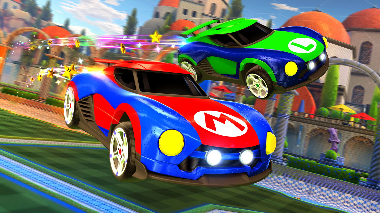 Rocket League Nintendo Switch screenshot Mario and Luigi cars