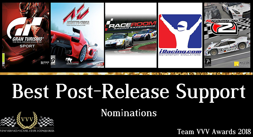 Team VVV Racing Game of the Year Awards 2018 Best Post-Release Support