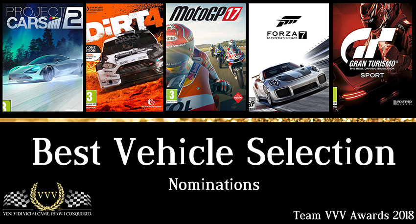 Team VVV Racing Game Awards 2018 Best Vehicle Selection